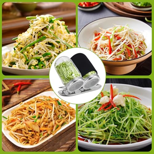 Uncle Yang Sprouting Lids Kit 2Pack Sprouting Lids for Wide Mouth Mason Jars with Stainless-Steel Sprouter Lids & Glass Mason Jars & Light-Blocking Sleeves for Broccoli, Alfalfa, Mung Bean - size: Sprouting Lids Kit 86mm