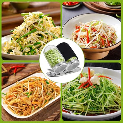 Uncle Yang Sprouting Lids Kit 2Pack Sprouting Lids for Wide Mouth Mason Jars with Stainless-Steel Sprouter Lids & Glass Mason Jars & Light-Blocking Sleeves for Broccoli, Alfalfa, Mung Bean - size: Sprouting Lids Kit 86mm