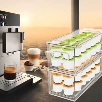 MANO Fridge Drawer Pull Out Stackable Bins with Handle Clear Refrigerator Drawers Organizer Food Storage Container Box Plastic Produce Saver for Pantry, Cabinet, Kitchen, Clothes（4Pack） - style: 4L