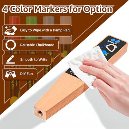 4 PCS Wooden Beer Tap Handle 3/8''-16 UNC Thread Keg Tap Handle Chalkboard BarTap Handle for Kegerator Beer Faucet With 4 PCS Pen, Gift for Home Brewing - size: 4PCS-Beech Wood Handles