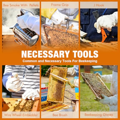 MayBee 8-Frame Beehive Starter Kit, Bee Hive Kit Dipped in 100% Beeswax, Bee Hives Boxes Starter Kit Includes Beekeeping Supplies Tool Kit and Bee Suit