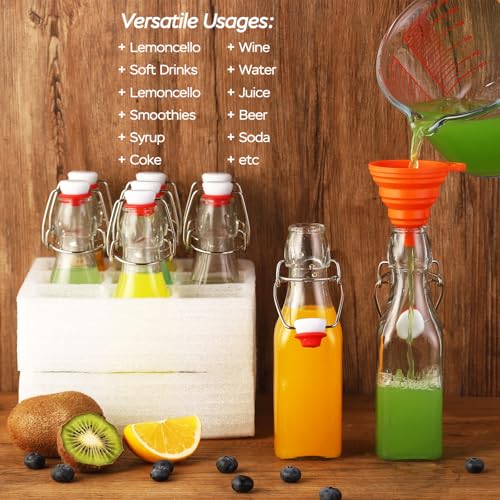 12 pack 8oz flip top glass bottles,swing top glass bottles 8 oz with lid for Home Brewing,2nd Fermentation,Kombucha,Kefir,Vanilla Extract,Juice,Tea,Beverages,Soda,Oils,Vinegar,Limoncello