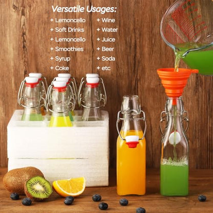 12 pack 8oz flip top glass bottles,swing top glass bottles 8 oz with lid for Home Brewing,2nd Fermentation,Kombucha,Kefir,Vanilla Extract,Juice,Tea,Beverages,Soda,Oils,Vinegar,Limoncello