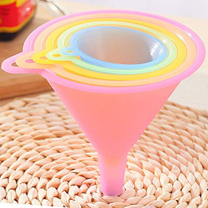 Plastic Funnel Set Funnels, Multipurpose Funnels Wide Mouth Funnel, Rainbow Colours Kitchen Suitable for a Variety of Bottles, Cans(5Pcs, Various Sizes)
