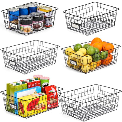 6 Pack Wire Baskets for Pantry Organization and Storage, Kitchen Organizer, 2 XXLarge & 2 XLarge & 2 Large - size: Large-6 Pack