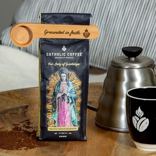 Grounded in Faith Coffee Scoop – Stainless Steel Measuring Spoon with Engraved Christian Message – Catholic Coffee Accessory & Gift