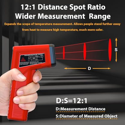 FKM Infrared Thermometer Gun Non-Contact Laser Thermometer Gun -58°F~986°F | (-50°C~530°C) Digital Temperature Gun for Cooking,Oven,Griddle,Automotive,HVAC,Industrial,Adjustable Emissivity,Not for Human - style: -58°F~986°F