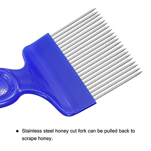 HARFINGTON Beekeeping Uncapping Fork, 21 Tin Needle with Blue Plastic Handle Beekeeping Tool - color: Blue