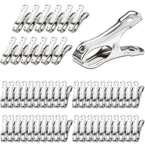 JULMELON 25 PCS Greenhouse Clips, 2.2 Inch Stainless Steel Garden Clips, Heavy Duty Row Cover Clips with Large Open Strong Grip for Fixing Netting Cover Film,Shade Cloth Film Plant Netting