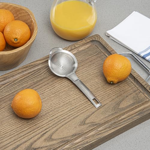 Restaurantware Fine Mesh Strainer - 1 Count - Met Lux 8.27" x 3.15" Stainless Steel Fine Mesh Sieve, Adjustable Tilt Strainer, Hanging Hole, Easy to Clean - Sieve For Flour and Juice - size: 8.25" x 3.25"