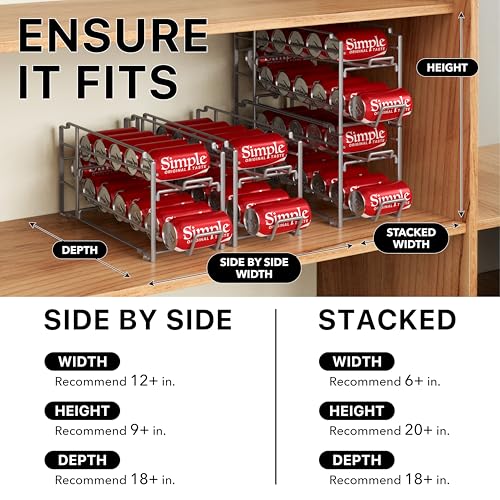 Simple Houseware Stackable Beverage Soda Can Dispenser Organizer Rack, Silver, 2 Pack - color: Silver, size: Standard