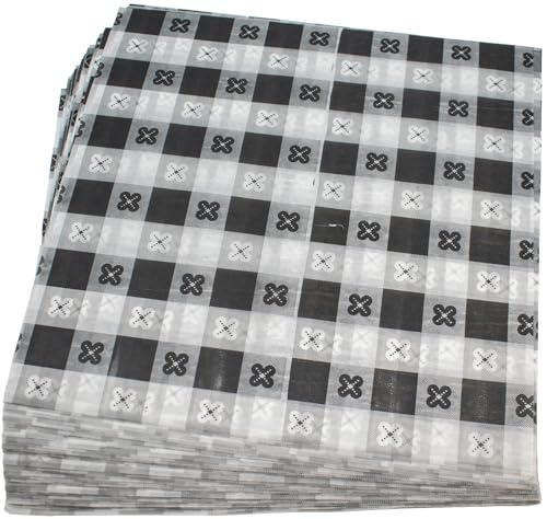 MADE IN USA 1,000 Sheets of Grease-Resistant Food Grade Waxed Kraft Deli Tissue Paper, 12" X 12" (Black Gingham Pattern) - color: Black Gingham Pattern