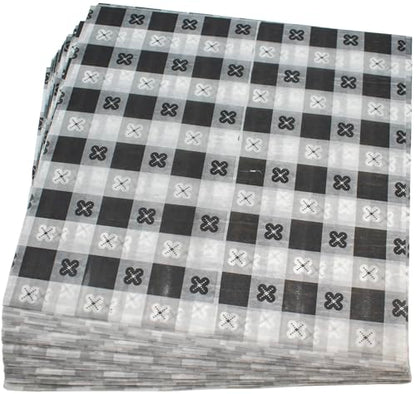 MADE IN USA 1,000 Sheets of Grease-Resistant Food Grade Waxed Kraft Deli Tissue Paper, 12" X 12" (Black Gingham Pattern) - color: Black Gingham Pattern