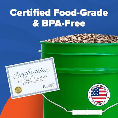 ePackageSupply 5 Gallon Plastic Bucket with Airtight Lid | Food Grade Bucket | BPA-Free | Heavy Duty 90 Mil All Purpose Pail | One 12" Rubber Mallet & One Lid Opener Included | 1 Pack - color: Green, size: 1 Pack