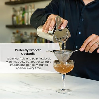 A Bar Above Stainless Steel Fine Mesh Cocktail Strainer, 304 Conical Sieve with Ergonomic Handle, Rustproof Bartender Tool for Double-Straining Tea, Coffee, Kombucha, and Culinary Prep - color: Stainless Steel
