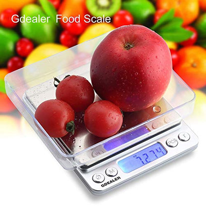GDEALER Food Scale, 0.001oz/0.01g Precise Digital Kitchen Scale Gram Scales Weight Food Coffee Scale Digital Scales for Cooking Baking Stainless Steel Back-lit LCD Display Pocket Small Scale, Silver - color: Silver