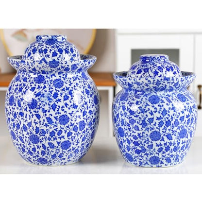 MRYBD Pickle Jar Large Traditional Sichuan Chinese Ceramic Fermenting Jar with Water Seal Airlock Lid, Ceramic Fermentation Crock for Pickling, Kimchi, Sauerkraut 7L - size: 7L