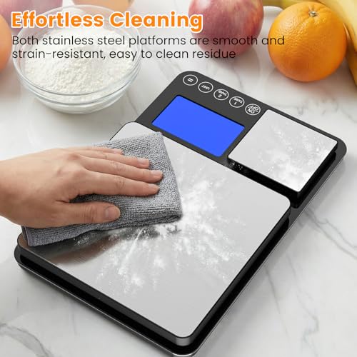 KKZ 0.001oz/33lb Kitchen Scale, Dual Platform Food Scale Grams and Ounces for Weight Loss Baking Cooking Meal Prep Sourdough Bread, Stainless Steel - size: AAA battery version