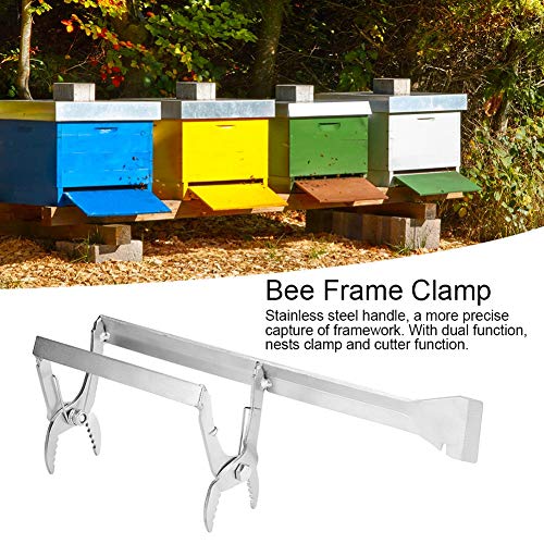 Bee Frame Clip, Stainless Steel Bee Frame Clip Clamp with Scraper Beehive Equipment Beekeeping Tool Accessories, 26.9x9.3cm / 10.6x3.7in