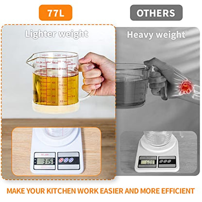 77L Glass Measuring Cup, 2 3/4-Cup/700 ML Liquid Measuring Cups, Measuring Cup With Handle and V-Shaped Spout, Glass Beaker with Three Scales (OZ, Cup, ML), Dishwasher/Freezer/Microwave Safe - size: 2 3/4 Cup / 700 mL