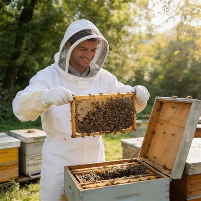 Bee Suit, Full Body Beekeeping Suit with Veil Hood (5'11''-6'3'') | Professional Beekeeping Outfit, Includes Gloves, for Beekeepers and Beginners - size: XL for 5'11''-6'3''