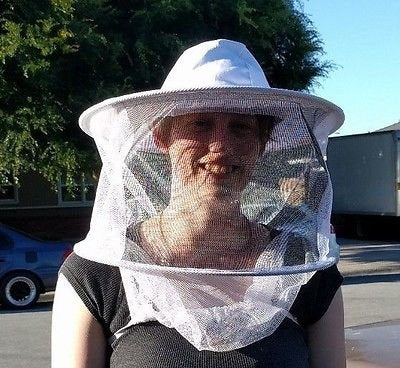 Beekeeper Veil White hat Round top w/Elastic Under arm Straps