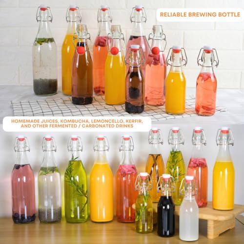 FastRack Swing Top Glass Bottles |33 oz – pack of 8 | Clear Flip Top Glass Bottles for Home Brewing, Carbonated Drinks, Kombucha, Fermentation, Water | Food Grade – ECO Friendly - size: 8 Pack
