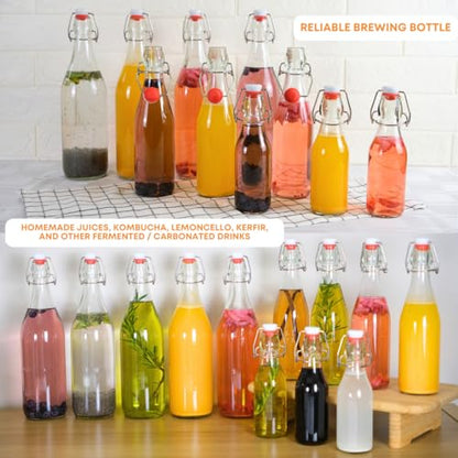 FastRack Swing Top Glass Bottles |33 oz – pack of 8 | Clear Flip Top Glass Bottles for Home Brewing, Carbonated Drinks, Kombucha, Fermentation, Water | Food Grade – ECO Friendly - size: 8 Pack