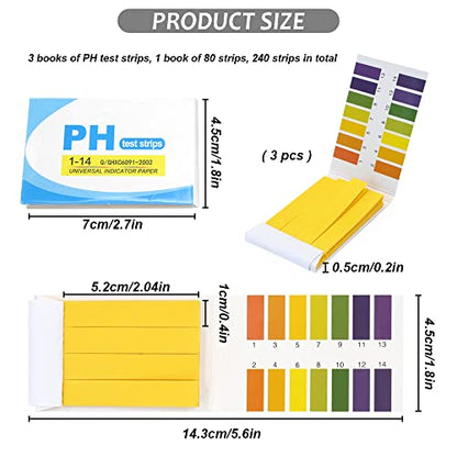 pH Test Strips, Universal Indicator Litmus Paper, Acid Alkali Test Paper, pH 1-14, for Water, Soil, Cosmetic (3)