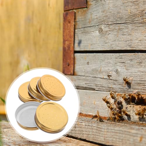 5pcs Beehive Water Feeder Metal Lids Beekeeping Equipment Hive Entrance Accessories Bee Water Dispenser Parts for Outdoor Apiary Use
