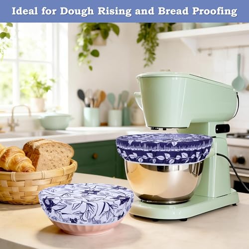 2 Large Reusable Beeswax Bowl Covers for Bread Proofing, 10/12 Inch Elastic Beeswax Wraps Cotton Cloth Sourdough Bowl Covers for Proofing Baskets, Mixer Bowls, Food Storage Containers - color: Batik Bird