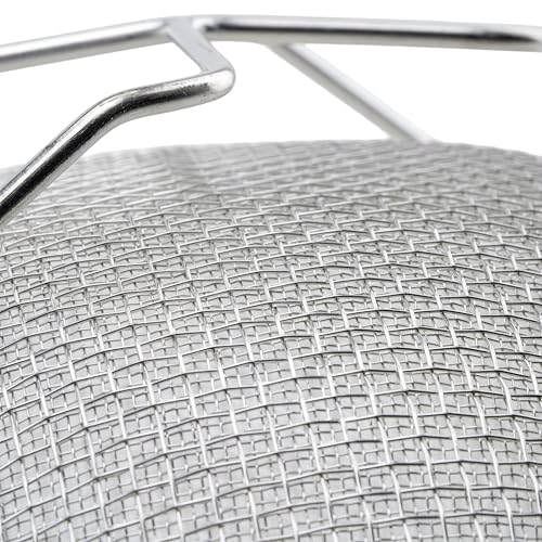 Winco Strainer, 10.5-Inch Diameter, Double Mesh, Medium, Nickel, Tan