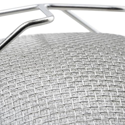 Winco Strainer, 10.5-Inch Diameter, Double Mesh, Medium, Nickel, Tan