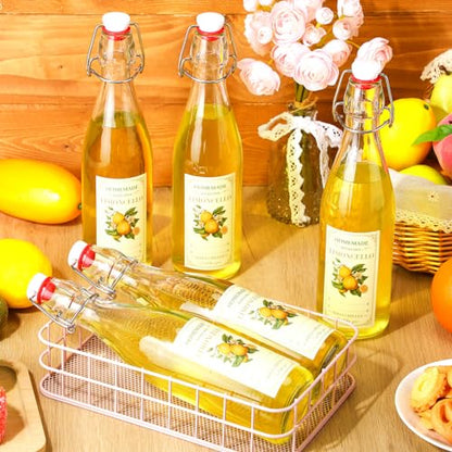 Havawish 10 Pcs 17 oz Swing Top Glass Bottles for Limoncello Homemade Flip Clear Top Bottles with Airtight Cap Lids Labels for Homemade Limoncello Wedding Baby Shower Favors(Round Style) - style: Round Style