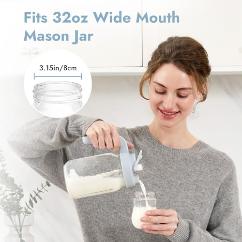 Papablic 32oz Formula Mixing Pitcher Lid, Breastmilk Pitcher Mixing Handle & Flip Locking Spout for Mixing Formula/Breastmilk/Protein Powder/Coffee, Blue - color: Blue Lid