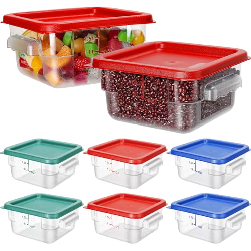 Lallisa 8 Pcs 2 Quart Food Storage Containers with Lids Clear Square Polycarbonate Marinating Container Dough Bucket with Lid (Colorful) - color: Colorful