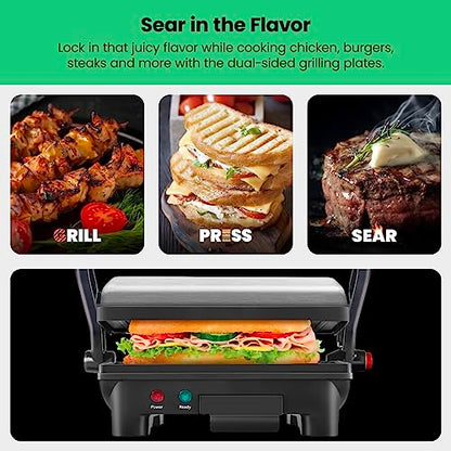 Chefman Electric Panini Press Grill,Compact 2-Slice Sandwich Maker,Non-Stick Coated Plates,Opens 180 Degrees,Dishwasher Safe,Removable Drip Tray,Stainless Steel/Black,(Pack of 4) - size: 2 Slice (Pack of 4)