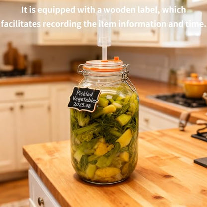 2 Pack Fermentation Jars with Weights & Airlocks, 1 Gallon Wide Mouth Kimchi Containers Pickle Jar Fermenting Jar Kit for Kombucha, Sauerkraut, Kimchi and Pickles