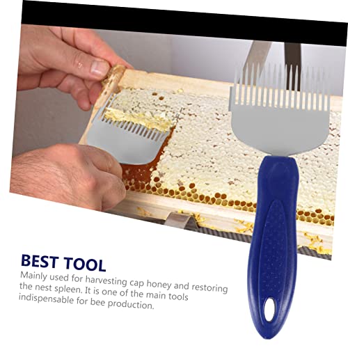 Happyyami Stainless Steel Honey Comb Scraper Tool Beekeeper Honey Knife Plastic Handle Easy Uncapping Fork for Beekeeping