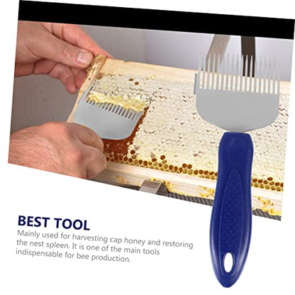 Happyyami Stainless Steel Honey Comb Scraper Tool Beekeeper Honey Knife Plastic Handle Easy Uncapping Fork for Beekeeping