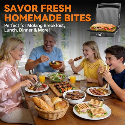 Baker’s Friend Panini Grill Press Sandwich Maker, 4-Slices Panini Press Maker, Grill Cheese Sandwich Maker, Indoor Grill Electric, Non Stick Surfaces, Stainless Steel - style: Panini Grill Press Sandwich Maker