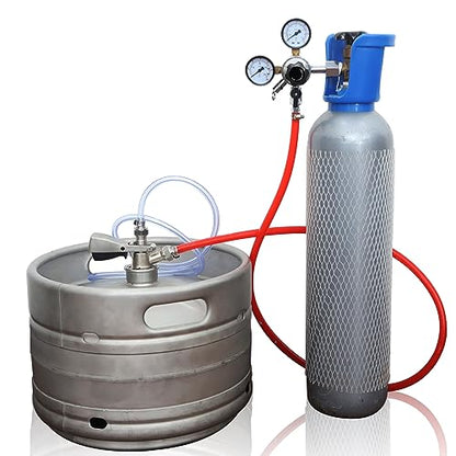 PERA Single Tap Beer Conversion Kit Door Mount Kegerator Kit with CGA320 Co2 Regulator, Sankey D System Keg Coupler and 1/4" Beer Line 5FT and 5/16" Gas Line 5FT for Homebrewing (No CO2 Tank)