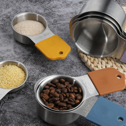 Magnetic Measuring Cups and Spoons Set of 16,Stainless Steel Magnetic Measuring Cups Set 7 and Magnetic Measuring Spoons Set of 8 with Leveler for Dry Liquid Ingredients (7, Colorful) - color: Colorful