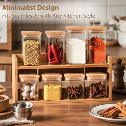 TBWIND 12 Pack 8 oz Square Glass Spice Jars with Lids and Labels – Airtight Small Spice Containers Set, Clear Glass Storage Jars for Seasoning, Spices, Kitchen Pantry Organization - color: Square/8oz/12pcs