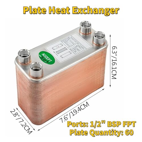 30/40/60 Plates Stainless Steel Heat Exchanger - High Efficiency Wort Chiller for Home Brewing and HVAC Applications(60 Plates) - color: 60 Plates