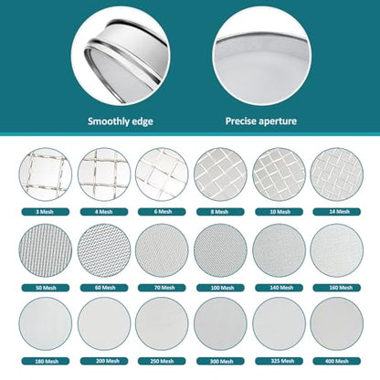 304 Stainless Steel Mesh Lab Sieve, 40 Mesh (0.45mm) Aperture Test Sieve, 7.9Inch(20cm) Diameter Economy Standard Analysis Sample Test Sieves for Industrial Laboratory Homes - size: 40Mesh(0.45mm)/Ф7.9in