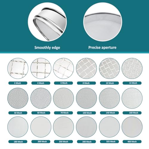 304 Stainless Steel Mesh Lab Sieve, 40 Mesh (0.45mm) Aperture Test Sieve, 7.9Inch(20cm) Diameter Economy Standard Analysis Sample Test Sieves for Industrial Laboratory Homes - size: 40Mesh(0.45mm)/Ф7.9in