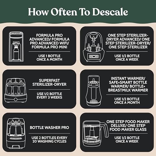 Roobi Descaling Solution Compatible with Baby Brezza. Specially Formulated to Clean & Descale Baby Appliances. Up to 2 Uses per Bottle, 2 Pack. Carbon Neutral. - style: Descaling Solution
