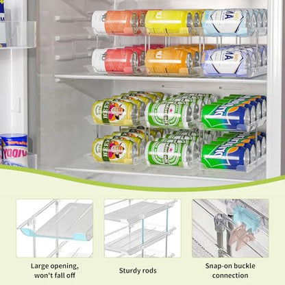 Can Organizer for Pantry Soda Can Organizer Automatic Rolling Food Pantry Storage Rack Can Dispenser for Fridge Holds 72 Cans, Fits 5.8-Inch Soda and Can, Set of 18 - size: 3 Tiers*6