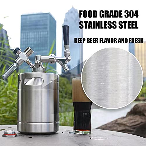 GANCOWISE 64OZ Mini Keg Growler, Pressurized Home Dispenser System with Self-Closing Design Faucet Keeps Carbonation and Fresh for Homebrew, Craft and Draft Beer - size: 64oz